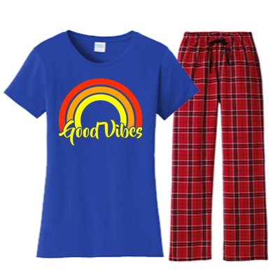 Good Vibes 80s Rainbow Women's Flannel Pajama Set