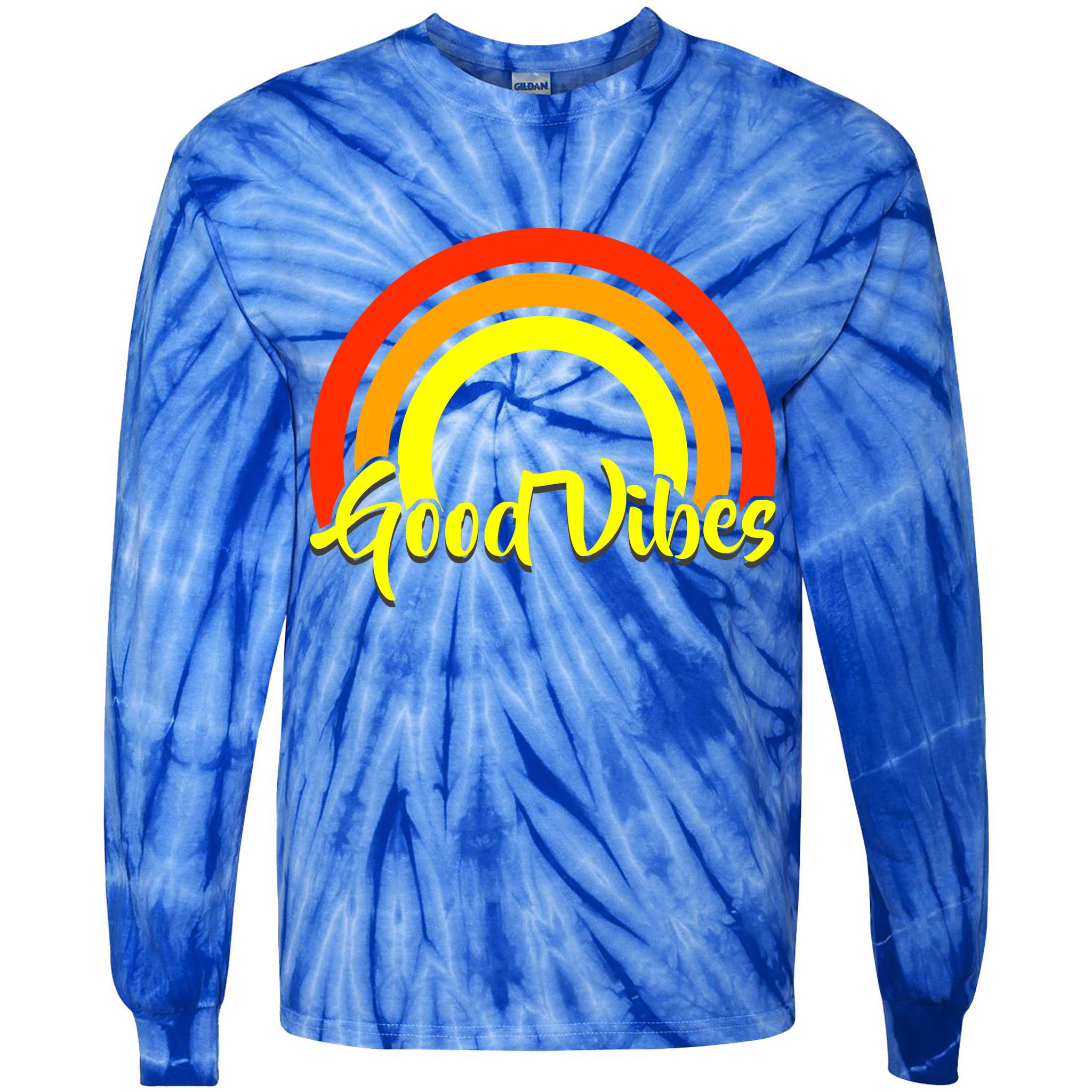 Good Vibes 80s Rainbow Tie-Dye Long Sleeve Shirt