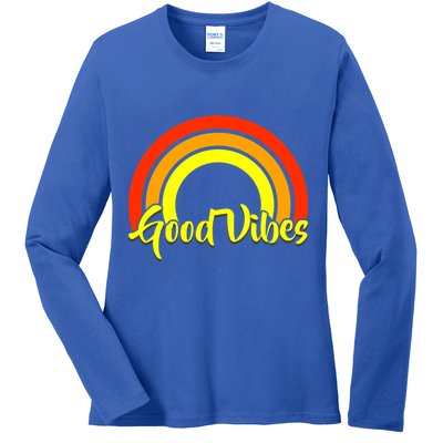 Good Vibes 80s Rainbow Ladies Long Sleeve Shirt