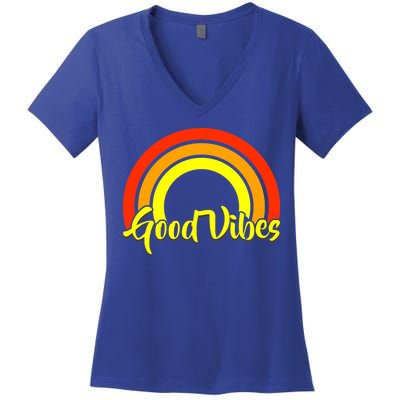 Good Vibes 80s Rainbow Women's V-Neck T-Shirt