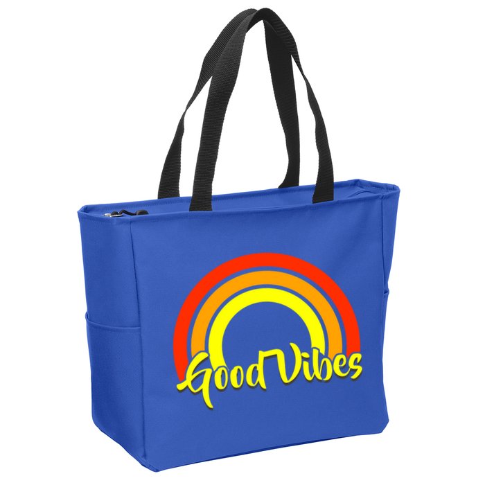 Good Vibes 80s Rainbow Zip Tote Bag