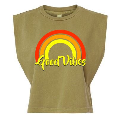 Good Vibes 80s Rainbow Garment-Dyed Women's Muscle Tee