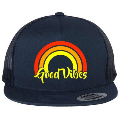 Good Vibes 80s Rainbow Flat Bill Trucker Hat