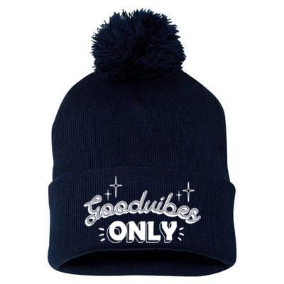 Good Vibes Only Pom Pom 12in Knit Beanie