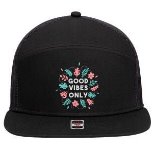 Good Vibes Only Flower 7 Panel Mesh Trucker Snapback Hat