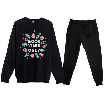 Good Vibes Only Flower Premium Crewneck Sweatsuit Set