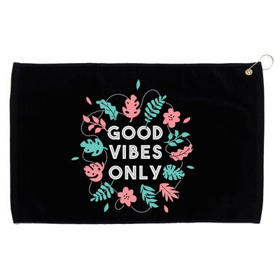 Good Vibes Only Flower Grommeted Golf Towel