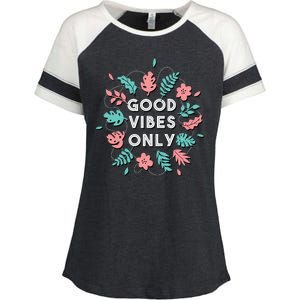 Good Vibes Only Flower Enza Ladies Jersey Colorblock Tee