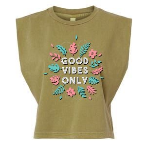 Good Vibes Only Flower Garment-Dyed Women's Muscle Tee