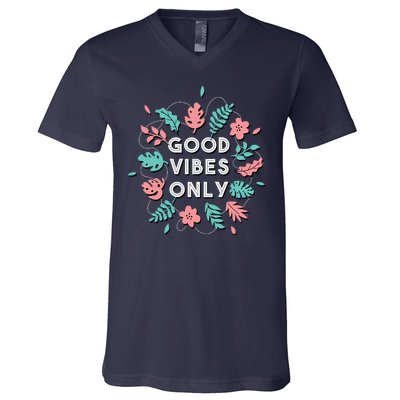 Good Vibes Only Flower V-Neck T-Shirt