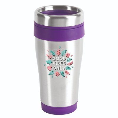 Good Vibes Only Flower 16oz Travel Tumbler
