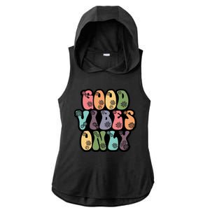 Good Vibes Only Retro 80's Hip Ladies PosiCharge Tri-Blend Wicking Draft Hoodie Tank