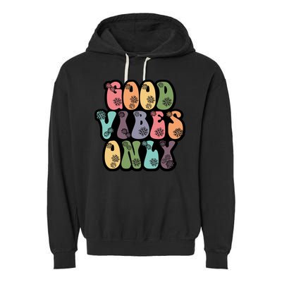 Good Vibes Only Retro 80's Hip Garment-Dyed Fleece Hoodie