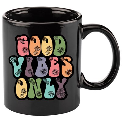 Good Vibes Only Retro 80's Hip 11oz C Handle Ceramic Mug