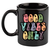 Good Vibes Only Retro 80's Hip 11oz C Handle Ceramic Mug
