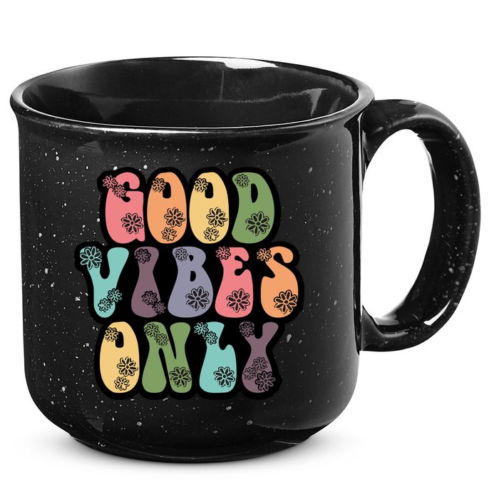 Good Vibes Only Retro 80's Hip 15oz Campfire Ceramic Mug