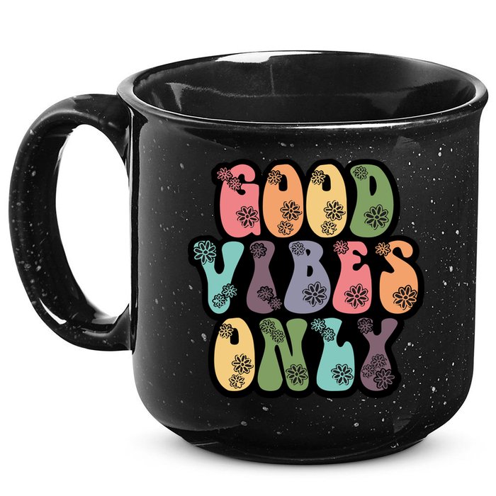 Good Vibes Only Retro 80's Hip 15oz Campfire Ceramic Mug