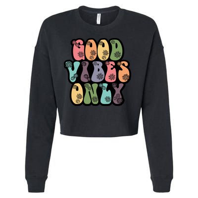 Good Vibes Only Retro 80's Hip Cropped Pullover Crew