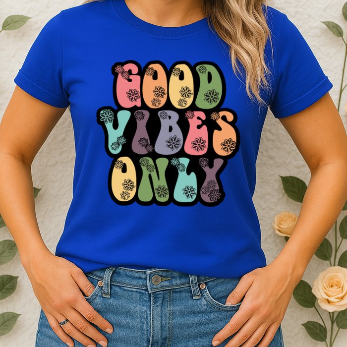Good Vibes Only Retro 80's Hip Womens T-Shirt
