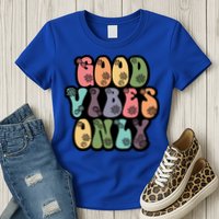 Good Vibes Only Retro 80's Hip Womens T-Shirt