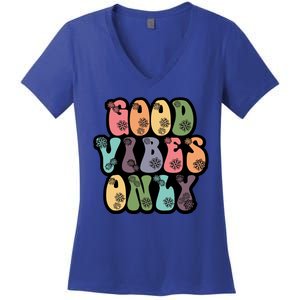 Good Vibes Only Retro 80's Hip Women's V-Neck T-Shirt