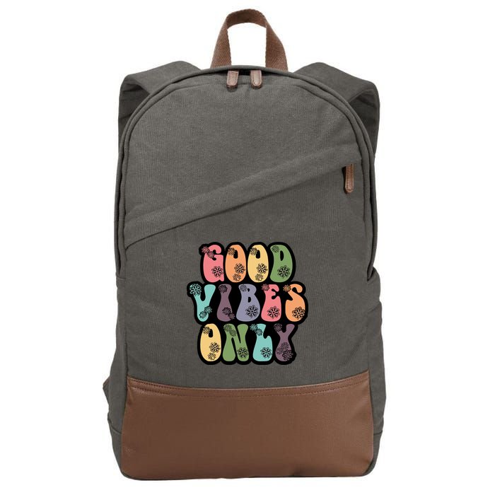 Good Vibes Only Retro 80's Hip Cotton Canvas Backpack