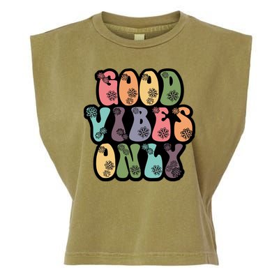 Good Vibes Only Retro 80's Hip Garment-Dyed Women's Muscle Tee