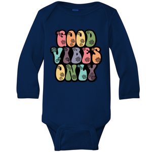 Good Vibes Only Retro 80's Hip Baby Long Sleeve Bodysuit