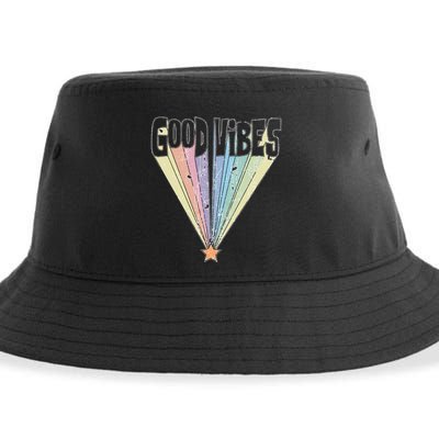 Good Vibes Retro Rainbow Sustainable Bucket Hat