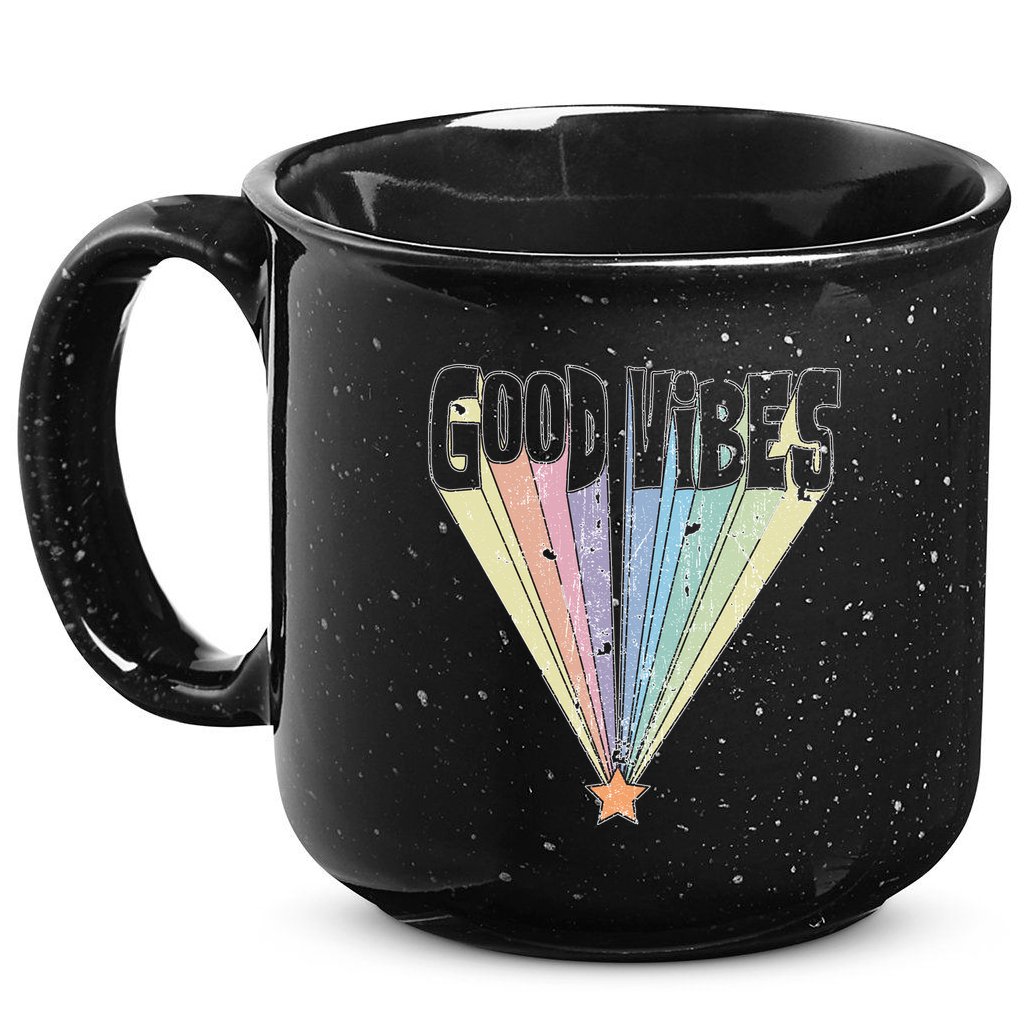 Good Vibes Retro Rainbow 15oz Campfire Ceramic Mug