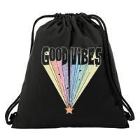 Good Vibes Retro Rainbow Drawstring Bag