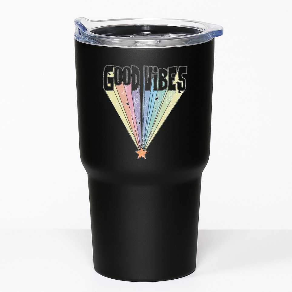 Good Vibes Retro Rainbow Tumbler