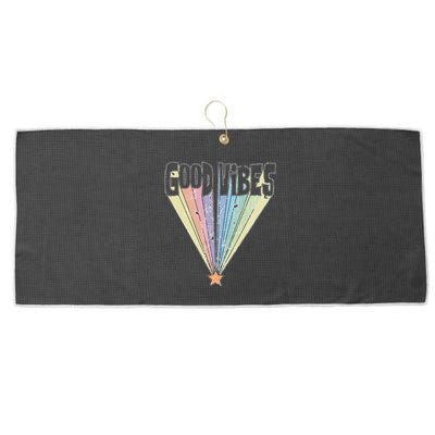 Good Vibes Retro Rainbow Large Microfiber Waffle Golf Towel