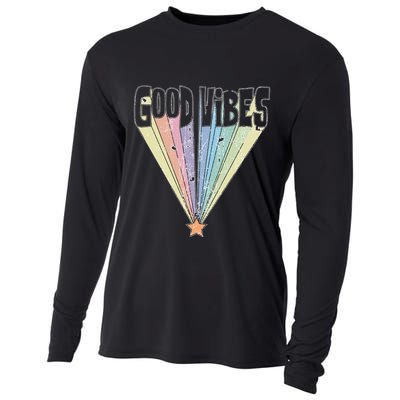Good Vibes Retro Rainbow Cooling Performance Long Sleeve Crew