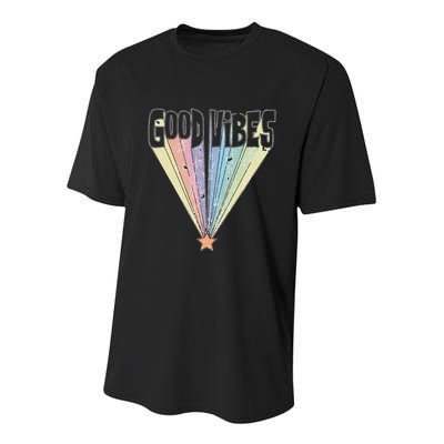 Good Vibes Retro Rainbow Youth Performance Sprint T-Shirt