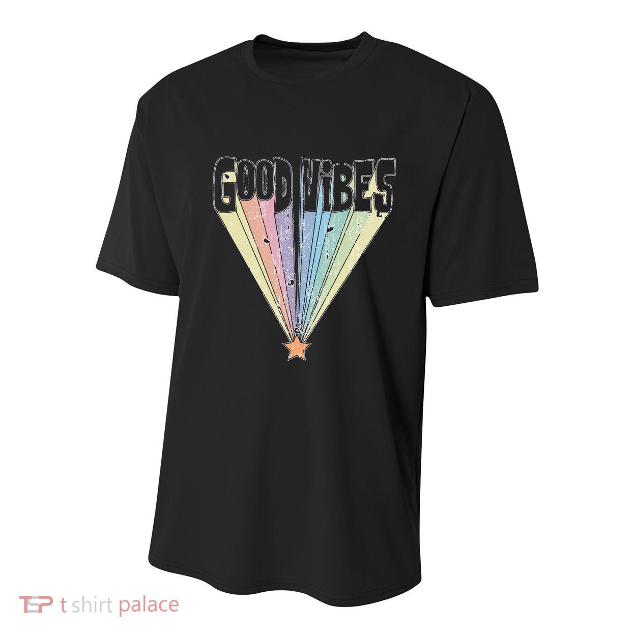 Good Vibes Retro Rainbow Youth Performance Sprint T-Shirt