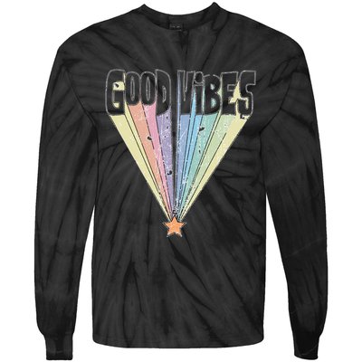 Good Vibes Retro Rainbow Tie-Dye Long Sleeve Shirt