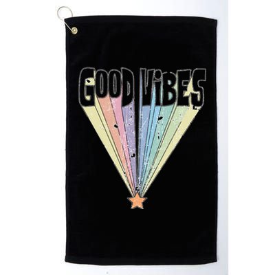 Good Vibes Retro Rainbow Platinum Collection Golf Towel