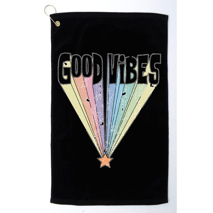 Good Vibes Retro Rainbow Golf Towel