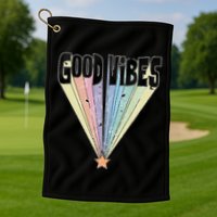 Good Vibes Retro Rainbow Golf Towel
