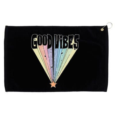 Good Vibes Retro Rainbow Grommeted Golf Towel