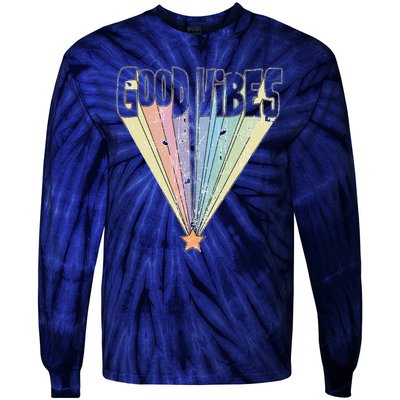 Good Vibes Retro Rainbow Tie-Dye Long Sleeve Shirt