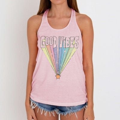 Good Vibes Retro Rainbow Women's Knotted Racerback Tank