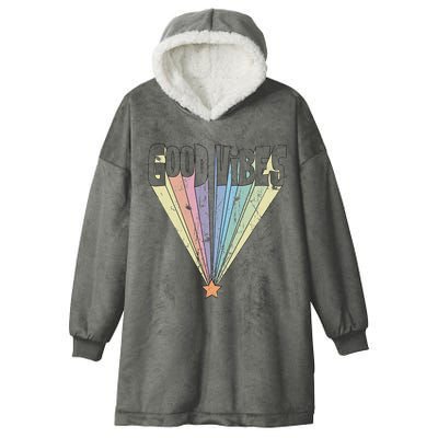 Good Vibes Retro Rainbow Hooded Wearable Blanket