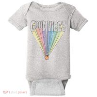 Good Vibes Retro Rainbow Baby Bodysuit