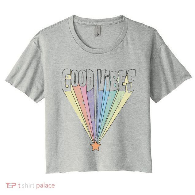 Good Vibes Retro Rainbow Crop Top
