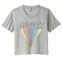 Good Vibes Retro Rainbow Crop Top