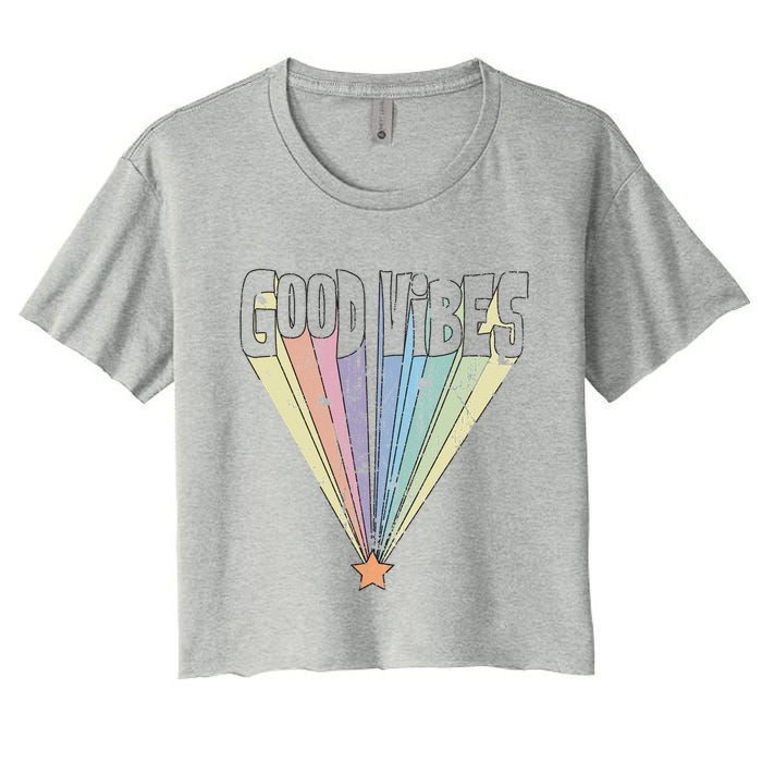 Good Vibes Retro Rainbow Crop Top