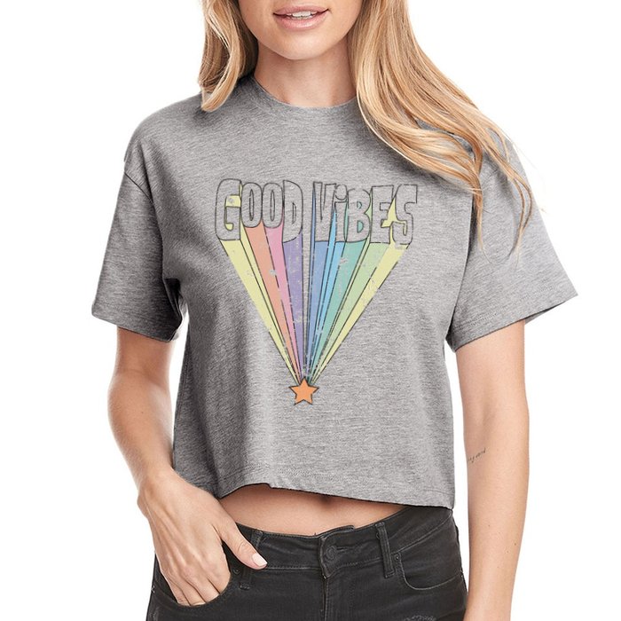 Good Vibes Retro Rainbow Crop Top