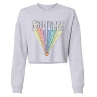 Good Vibes Retro Rainbow Cropped Pullover Crew